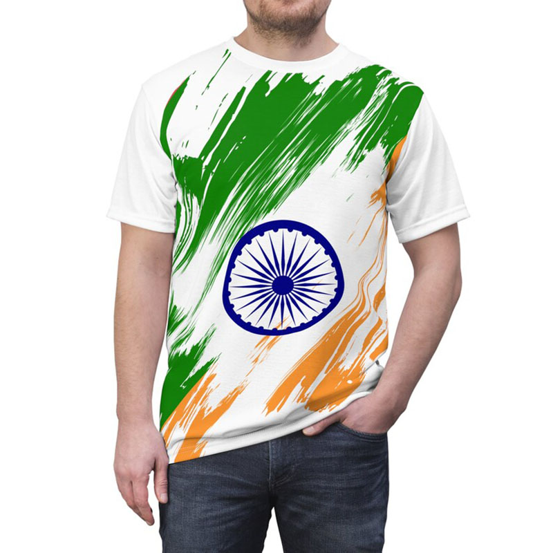 メンズインド国旗プリントTシャツ,クルーネック,半袖Tシャツ - Street Fashion India のレビューと価格