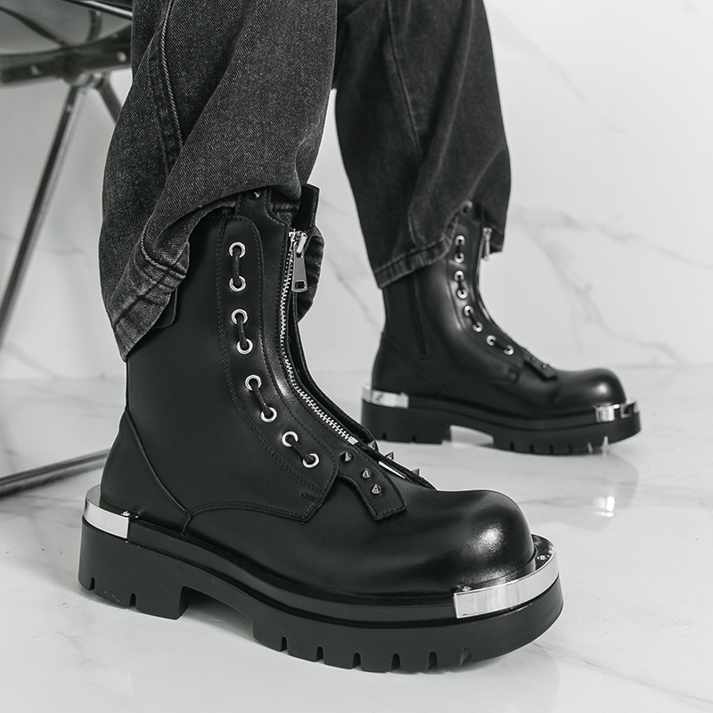 メンズ厚底ブーツ デザイナー トレンディな新しいスタイル パ - Street Fashion Walking のレビューと価格
