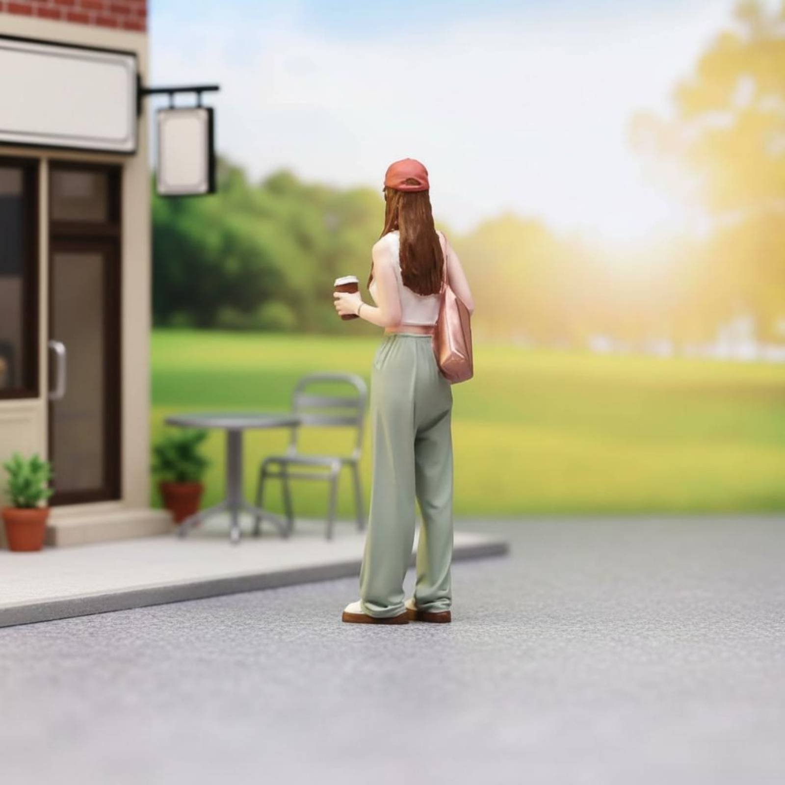 コーヒーを持った女の子のフィギュア カラフルなストリートファ - Street Fashion Pose のレビューと価格