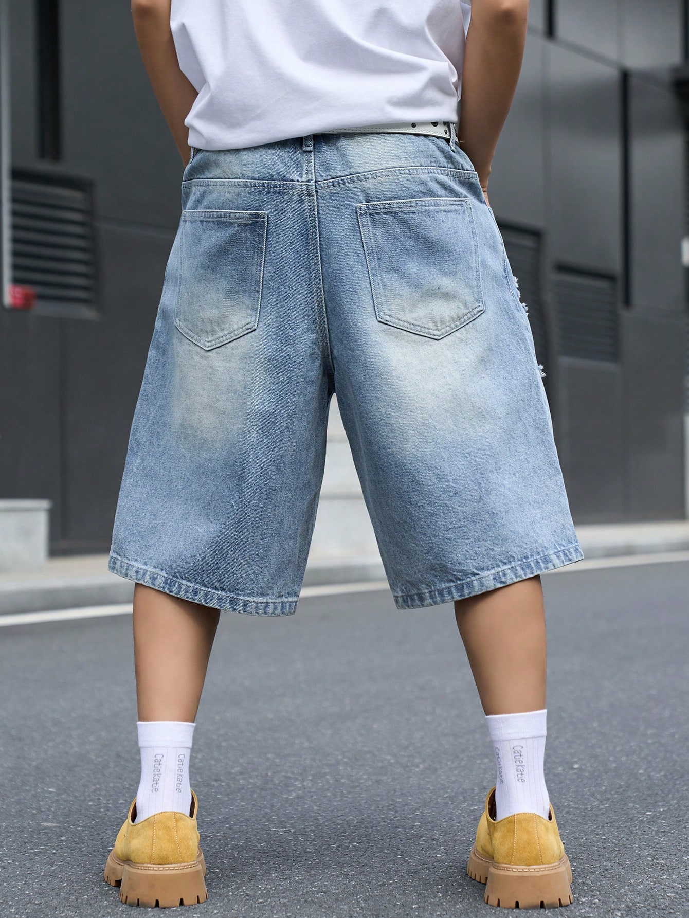 メンズ ルーズフィット デニム バミューダ ショーツ、ヴィン - Street Fashion Hip Hop のレビューと価格