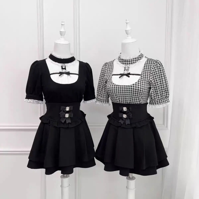 ゴシック甘いフリルレースチェック柄ブラウスレディースヴィンテ - Street Fashion In Japanese のレビューと価格