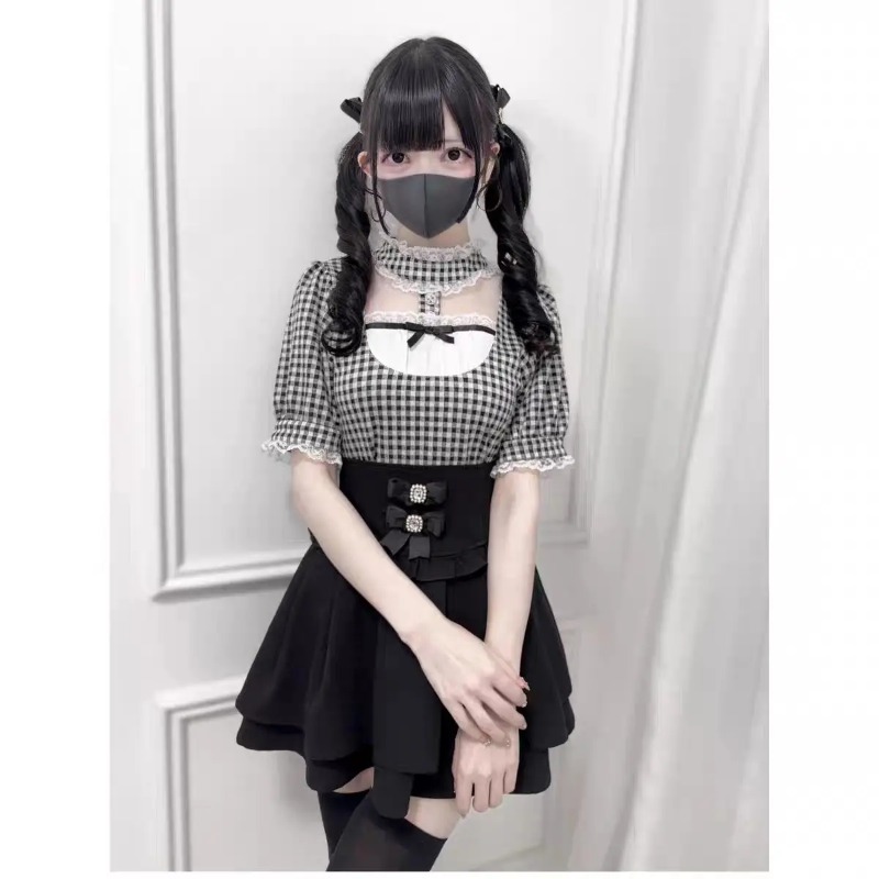 ゴシック甘いフリルレースチェック柄ブラウスレディースヴィンテ - Street Fashion In Japanese のレビューと価格